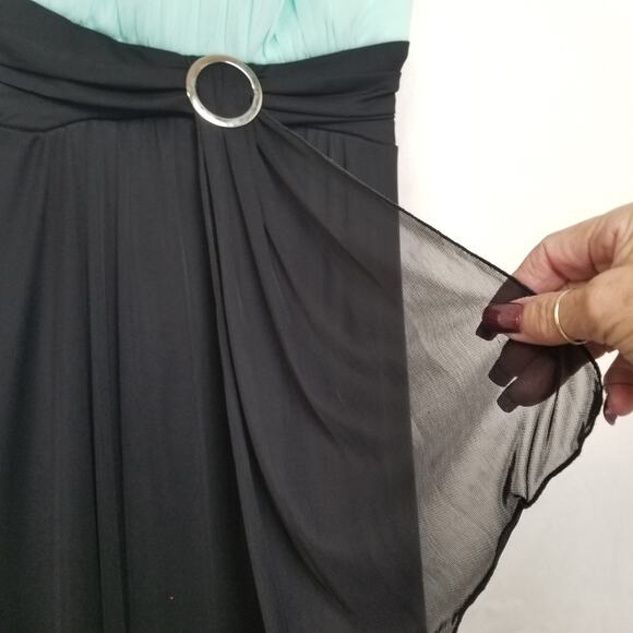 Ruby Rox Black & Teal Cocktail Formal Party Dress Spaghetti Strap Size M - Picture 4 of 9
